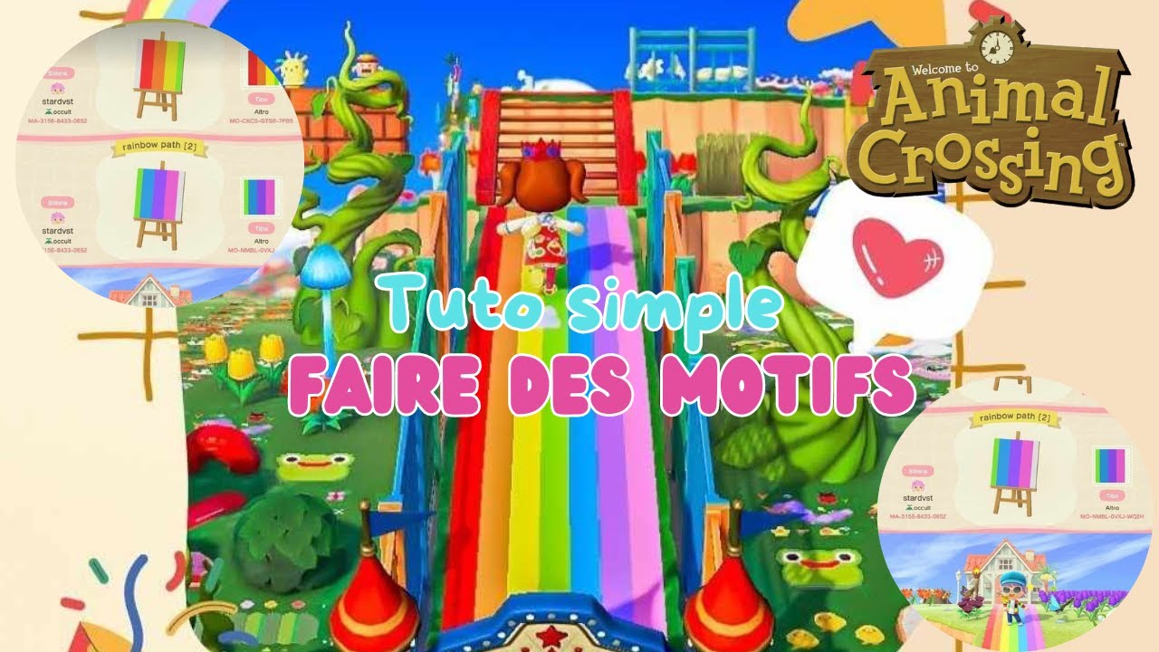 {TUTO} SIMPLE POUR FAIRE CES MOTIF PERSO | CREER MOTIFS ARC EN CIEL [FACILE]  - ANIMAL CROSSING