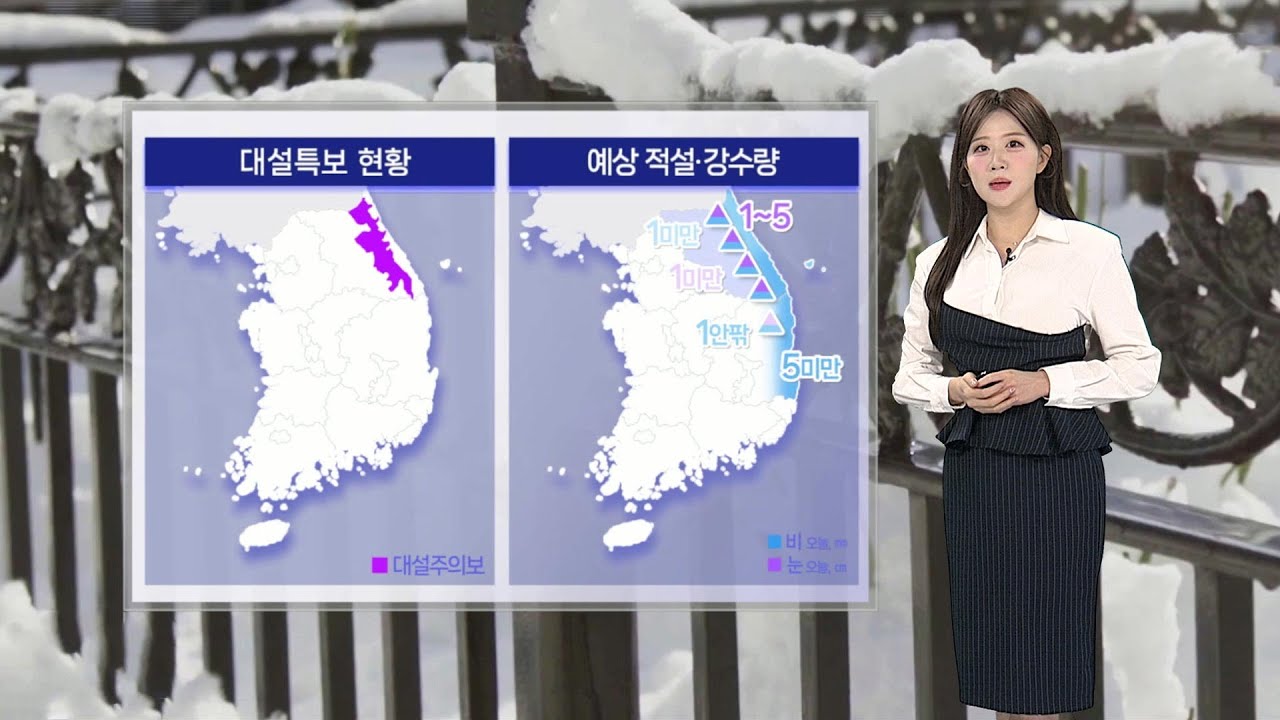 [날씨] 퇴근길 동해안·산지 눈, 비…곳곳 공기 질 '나쁨' / 연합뉴스TV (YonhapnewsTV)