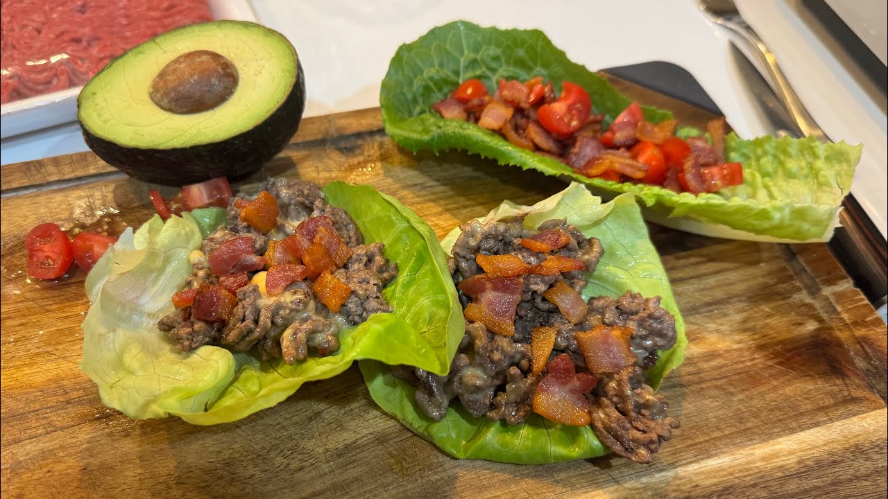 Bacon cheeseburger lettuce cups, BLT lettuce cups (January cut) ￼