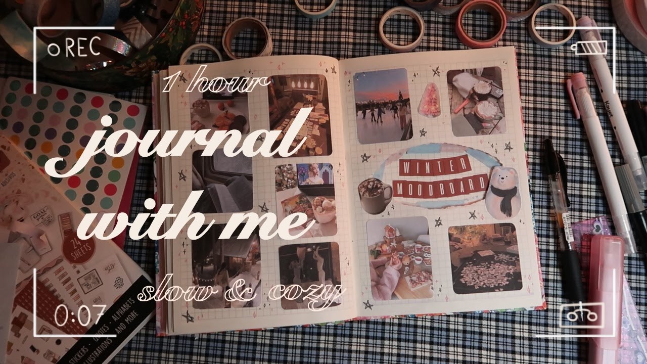 1 hour journal with me ❄️ winter moodboard & bucket list / 1h, no talking, journaling sounds + music
