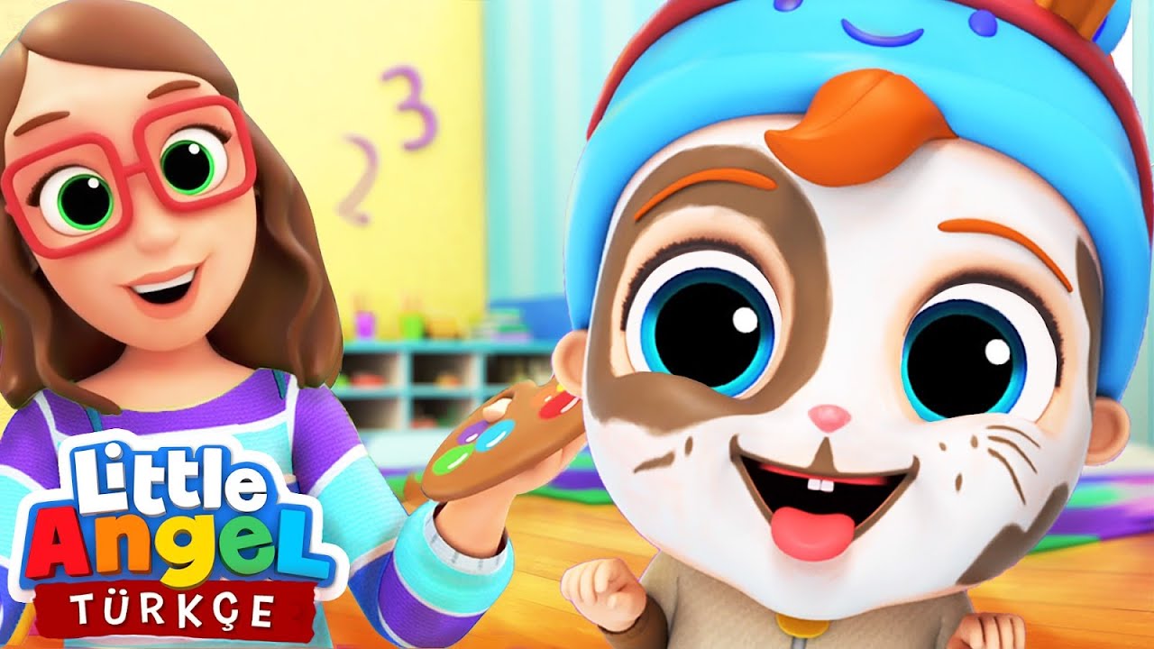Y&uuml;z Boyama Şarkısı Ve Renkleri Sayalım | Eğlenceli Ve &Ouml;ğretici Bebek Şarkıları | Little Angel T&uuml;rk&ccedil;e