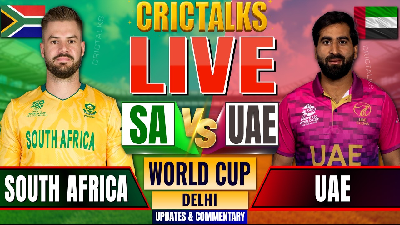 🔴 SA vs UAE, Cricket Live Scores & Commentary, World Cup,  1st Innings Live Match Today