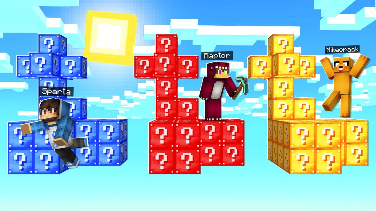 ISLA de LUCKY BLOCK MIKECRACK vs RAPTORGAMER vs SPARTA356  😂❓ MINECRAFT
