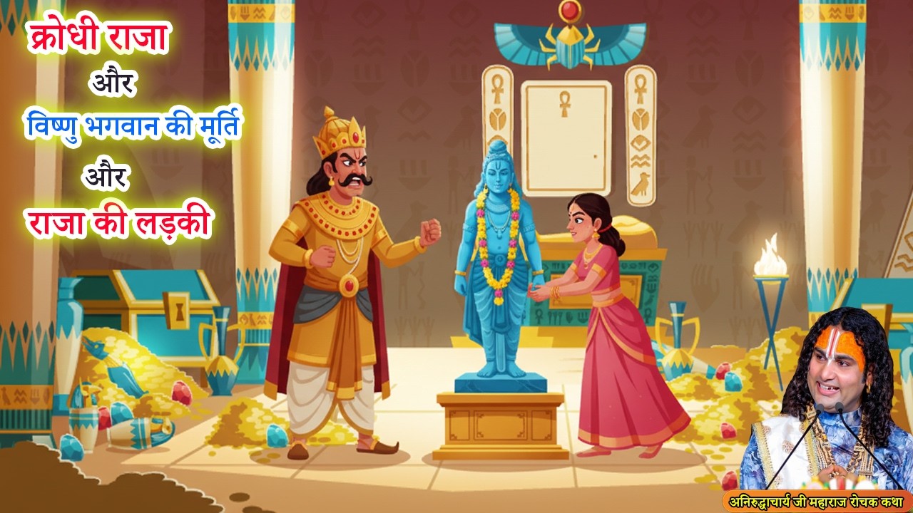 क्रोधी राजा और विष्णु भगवान की मूर्ति और राजा की लड़की - कथा | Dharmik Kahaniya #aniruddhacharyaji