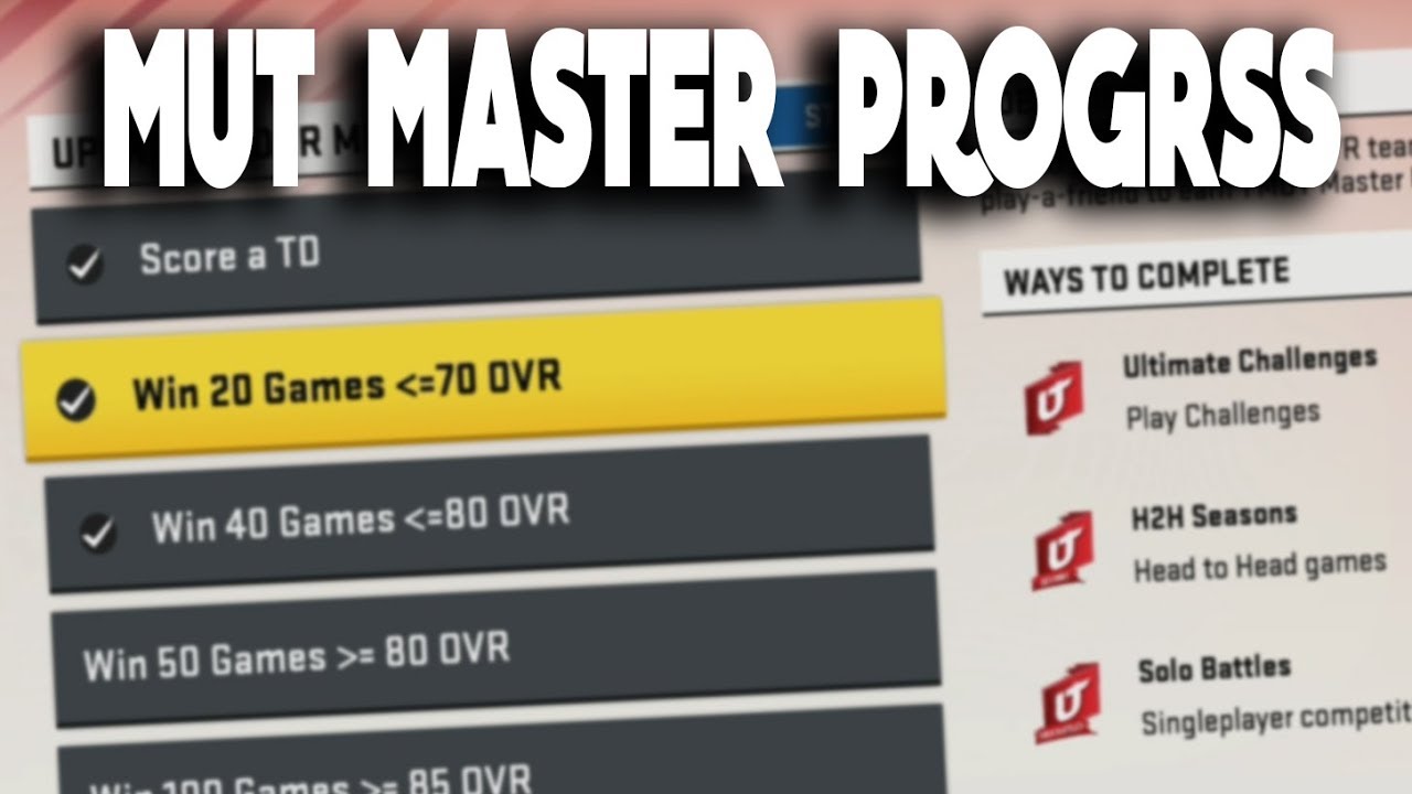 MUT 20 MUT MASTER PROGRESS UPDATE! BEST WAY TO COMPLETE MUT MASTER! | MADDEN 20 ULTIMATE TEAM