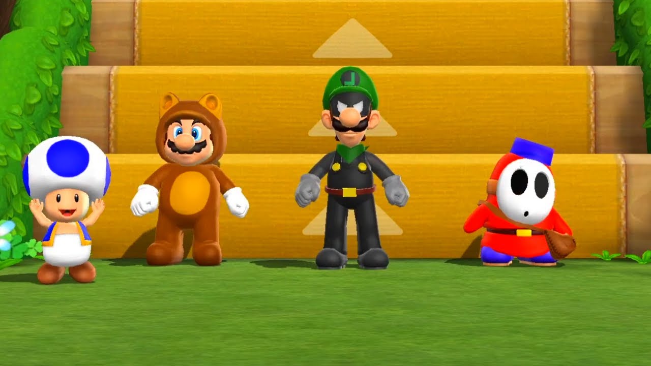 Mario Party 9 MiniGames - Step It Up - Tanooki Mario vs Mr. L vs Mail Shy Guy (Master CPU)