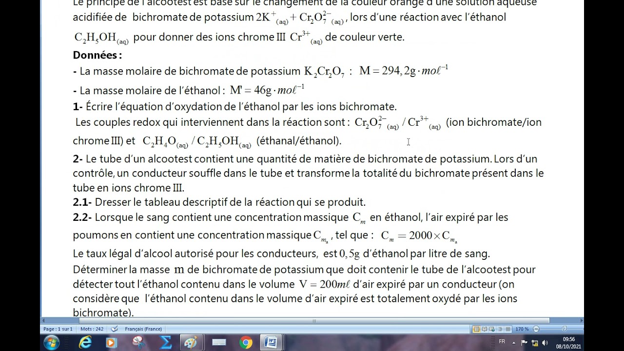 Transformations rapides et transformations lentes(solution de Ex1)