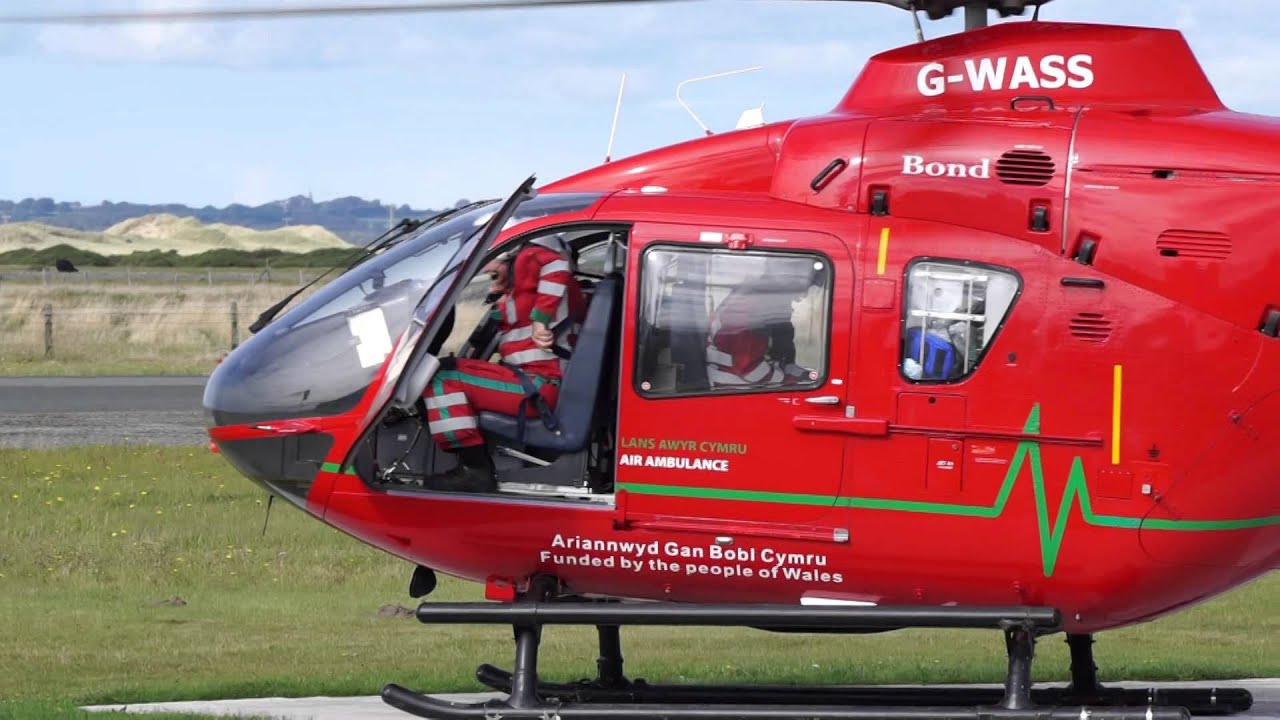 Wales Air Ambulance take off - Caernarfon Airport (North Wales)