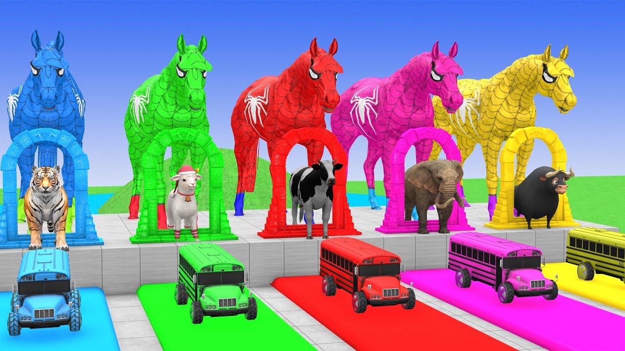 Best Long Slide Game With Cow Elephant Gorilla Hippopotamus Tiger 3d Animal Game Funny 3d Animals