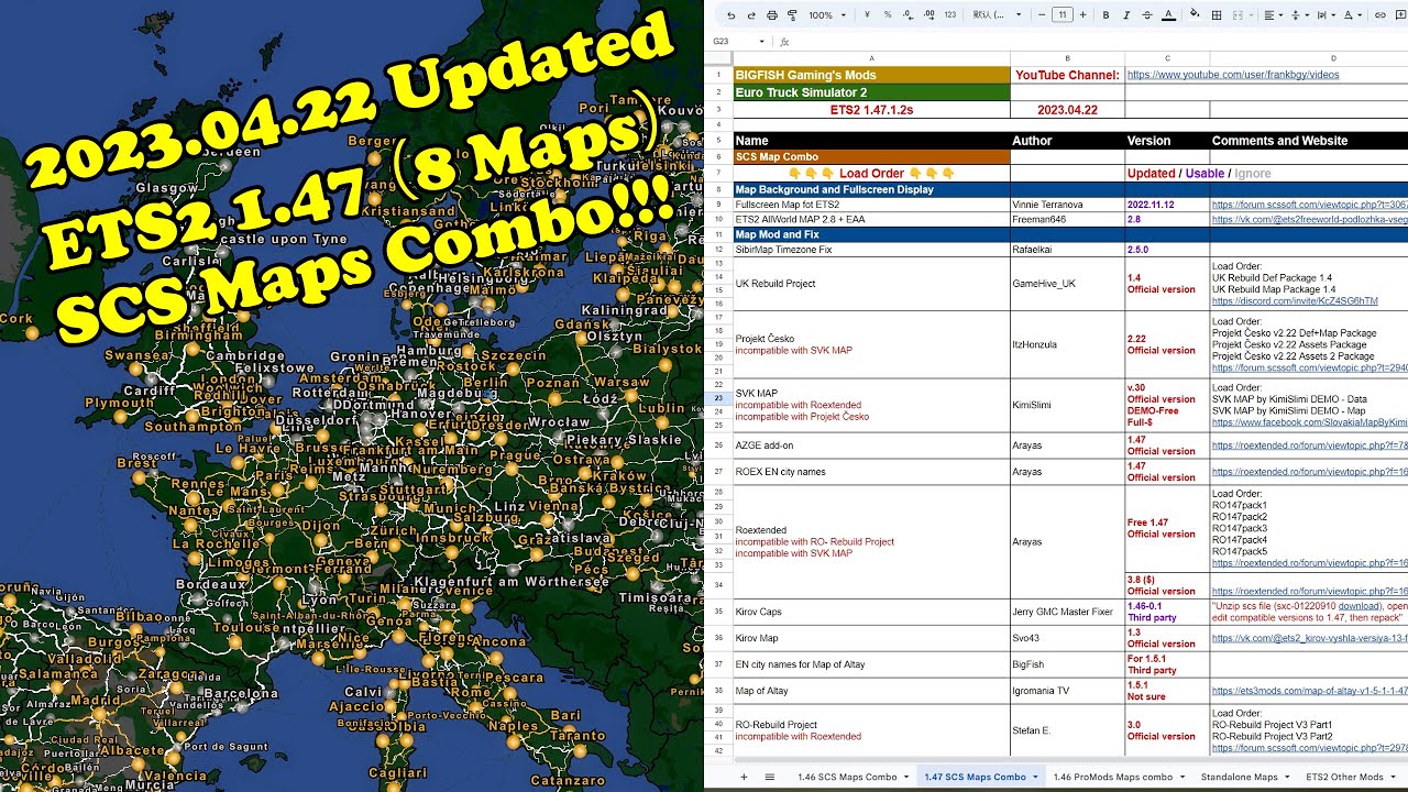 [2023.04.22] ETS2 1.47 latest maps combo | With ROEX Kirov Sibir AZGE UKRebuild JRR ALTAY Itarevamp