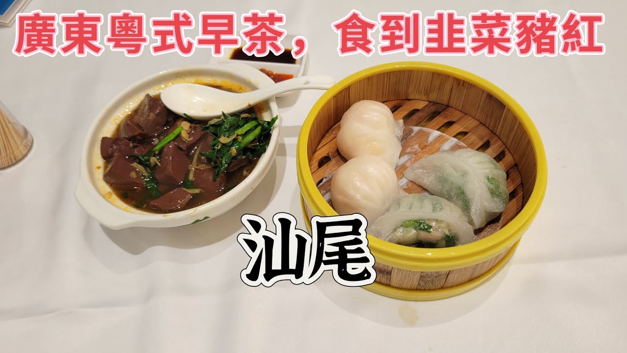 【粵食越肥～汕尾】EP62 (cc字幕)到達廣東必飲早茶，早茶點心竟然有韭菜猪红，廣東食點心大件夾抵食