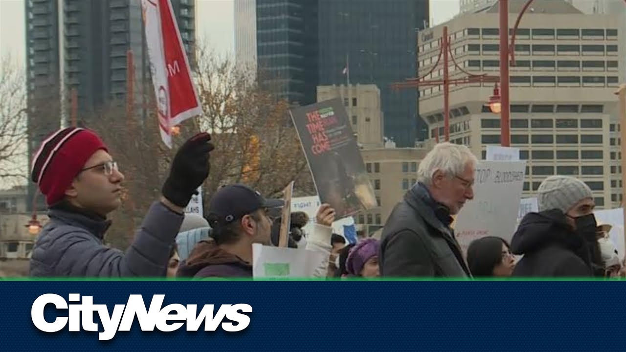 A rally in Winnipeg supporting Iranian protesters