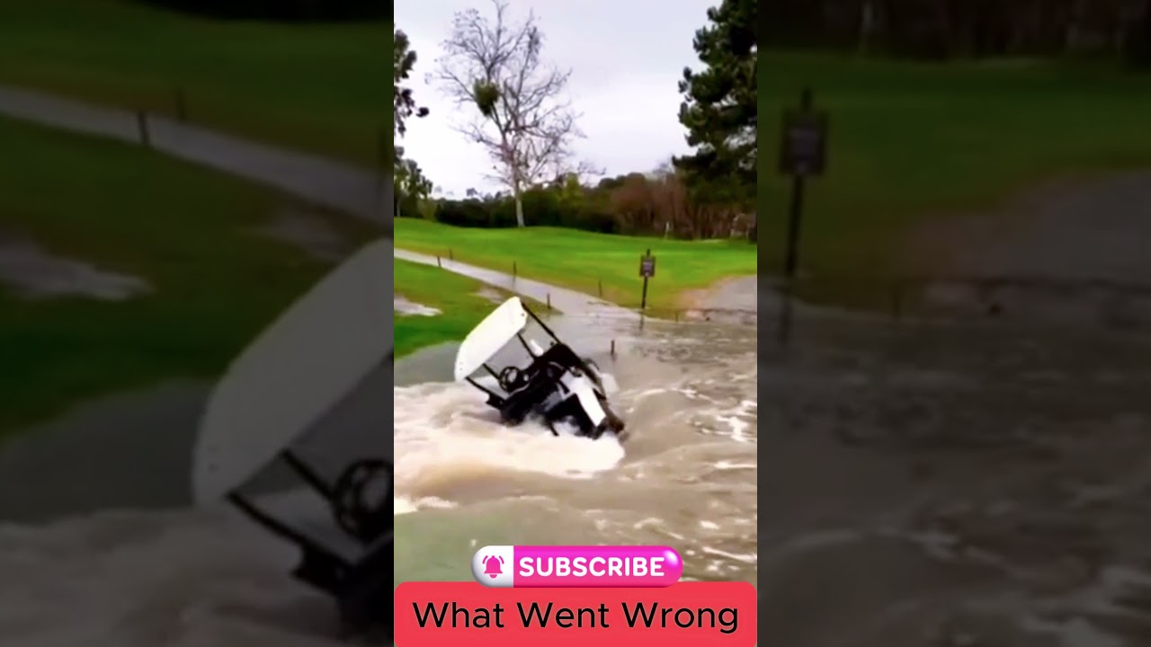 Golf Cart Goes In Water | Golf Cart In Water | #shorts #golfcart #whatwentwrong #golffail #golfrival