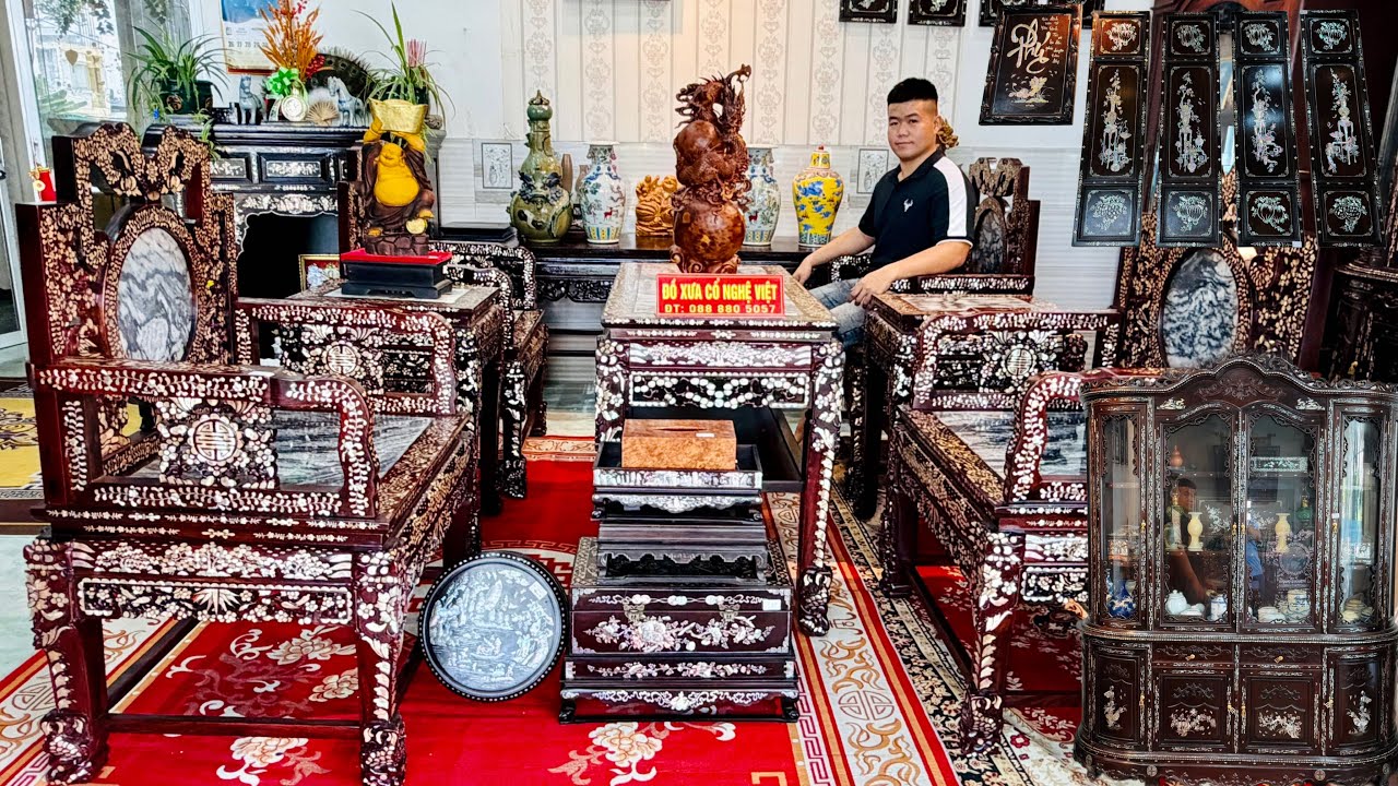 Giao lưu Bộ Bàn Ghế Cẩm Việt VIP & Tượng Gỗ Huyết Long | Shop CNV 30/01/2026