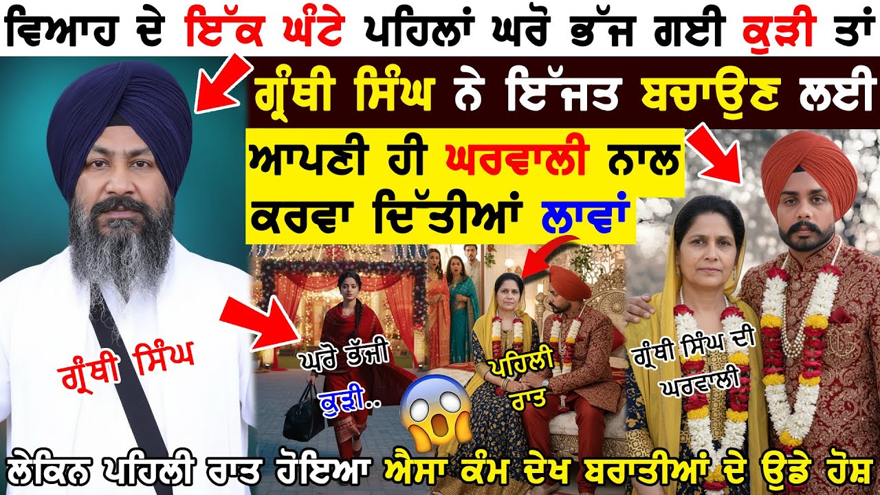 ਵਿਆਹ ਦੇ ਇੱਕ ਘੰਟੇ ਪਹਿਲਾਂ ਘਰੋ ਭੱਜ ਗਈ ਕੁੜੀ ਤਾ ਗ੍ਰੰਥੀ ਸਿੰਘ ਨੇ ਇੱਜਤ ਲਈ ਆਪਣੀ ਘਰਵਾਲੀ ਨਾਲ ਕਰਵਾ ਦਿੱਤੀਆਂ ਲਾਵਾਂ