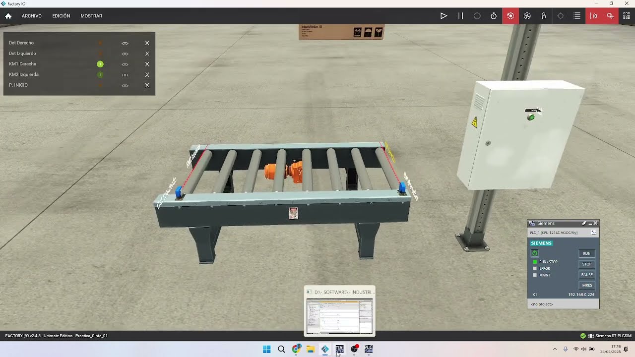 Ejercicio Cinta Transportadora, TIA Portal V17 & Factory I/O