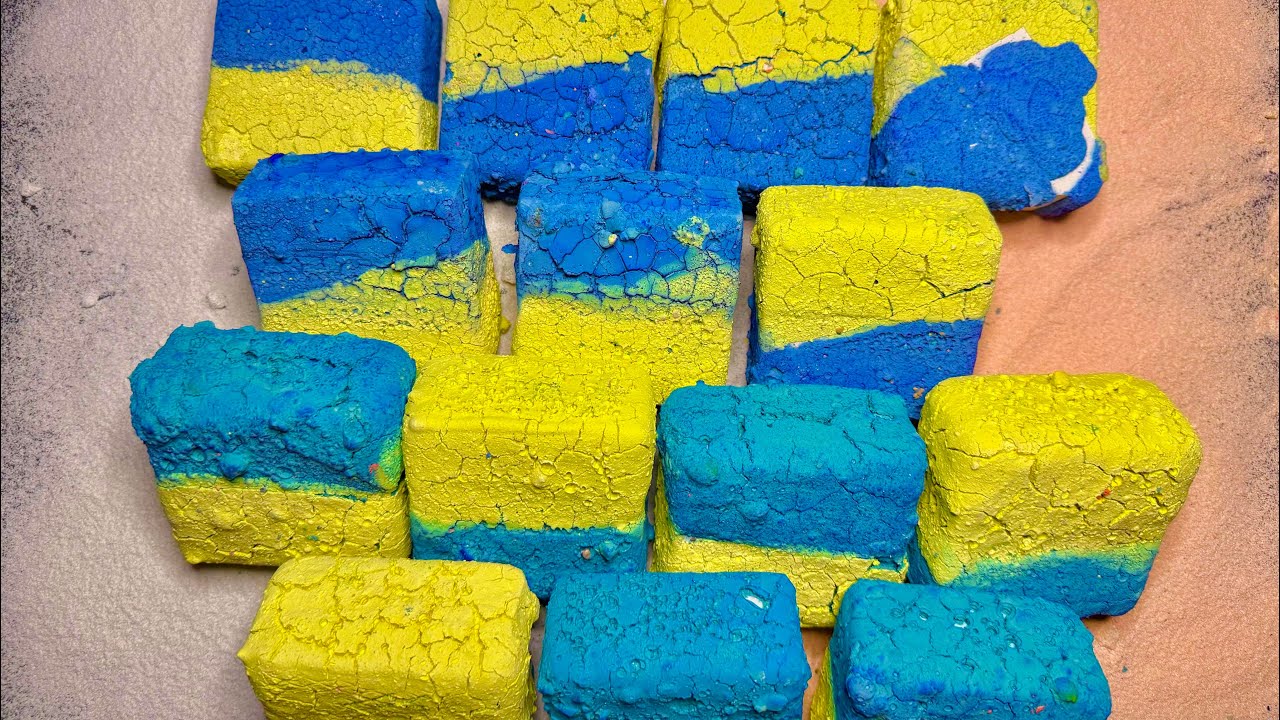 Blue and yellow Pasted Fresh ASMR Gym Chalk Crush | ASMR Relaxation 