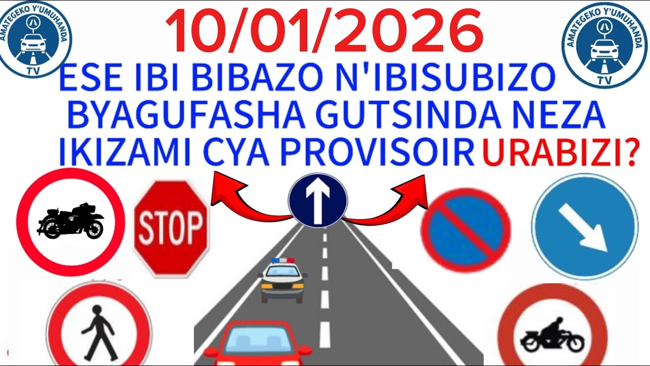 Amategeko y'umuhanda ⚠️🚨 🚔 🚨⚠️ Ibibazo n'ibisubizo by'ikizami cy'uruhushya rw'agateganyo