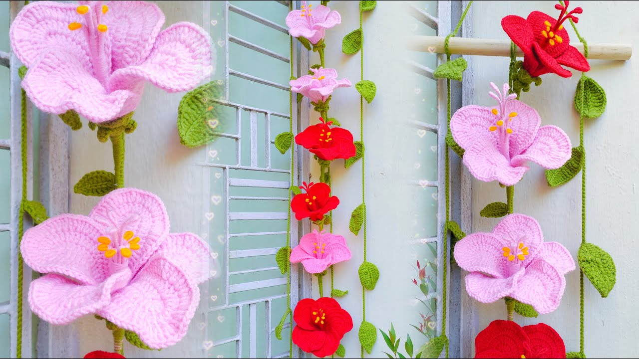 Crochet Hibiscus Flower Hanging 🌺✨💫