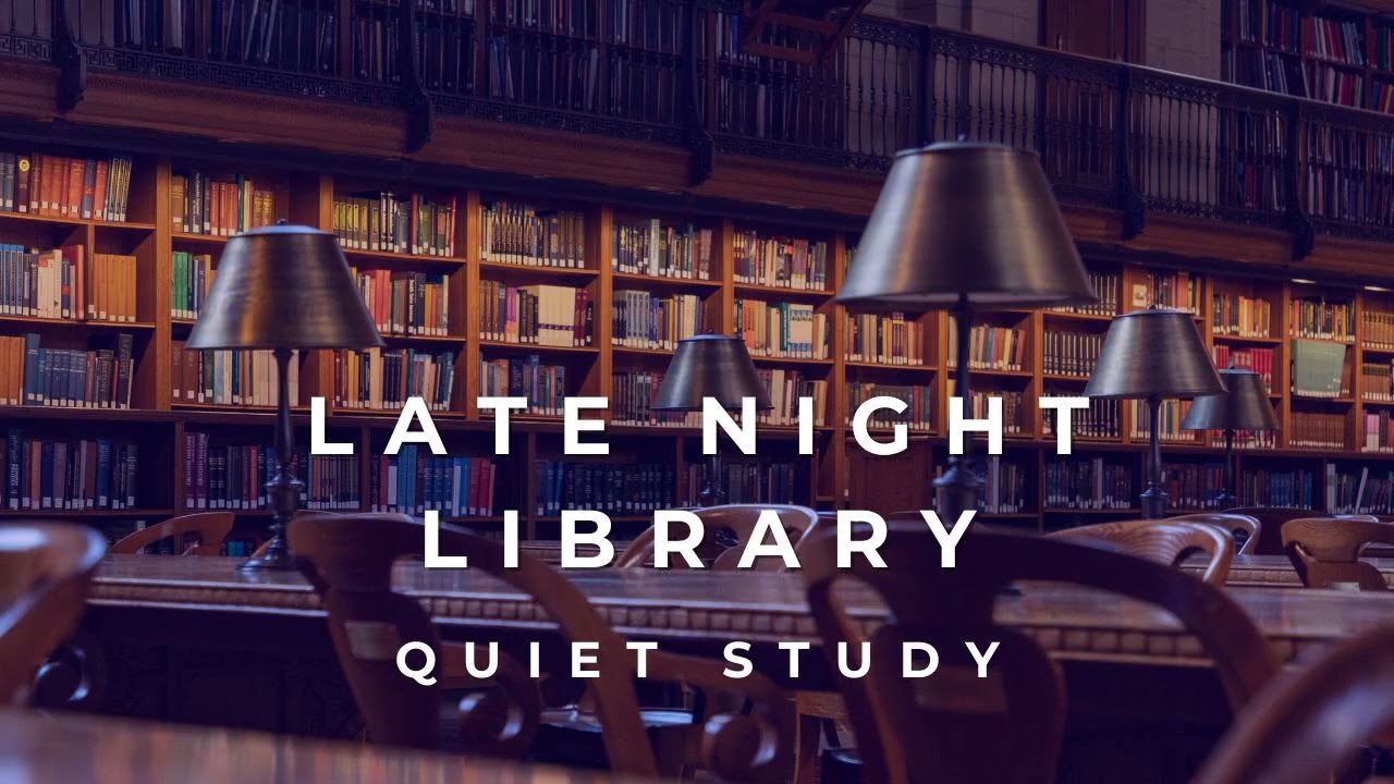 Late Night Library Study Ambience | Quiet Room Tone, AC Hum, Writing and Page Turns