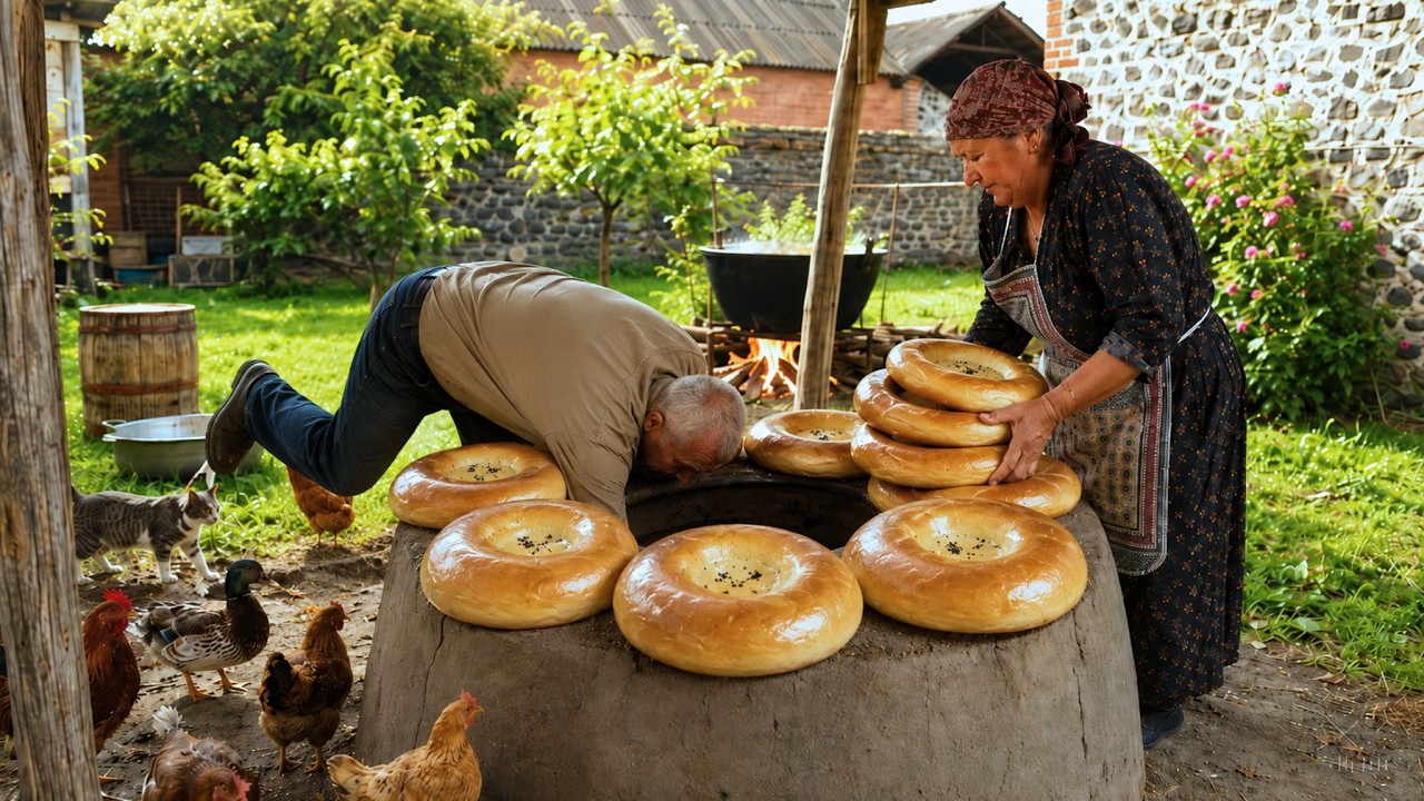 UZBEK BREAD Baking in the Countryside | Authentic Village Life