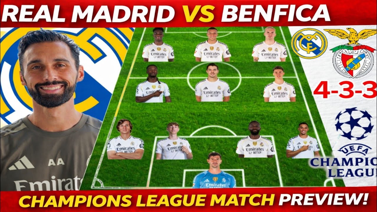 🚨REAL MADRID VS BENFICA ll REAL MADRID PREDICTED LINEUP TODAY ✅ UCL SEASON 2025/26