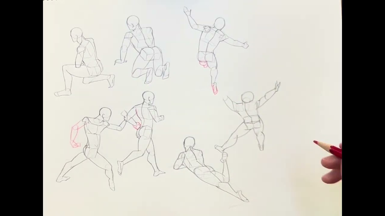 【練習用】全身クロッキー10ポーズ｜5分タイムラプス