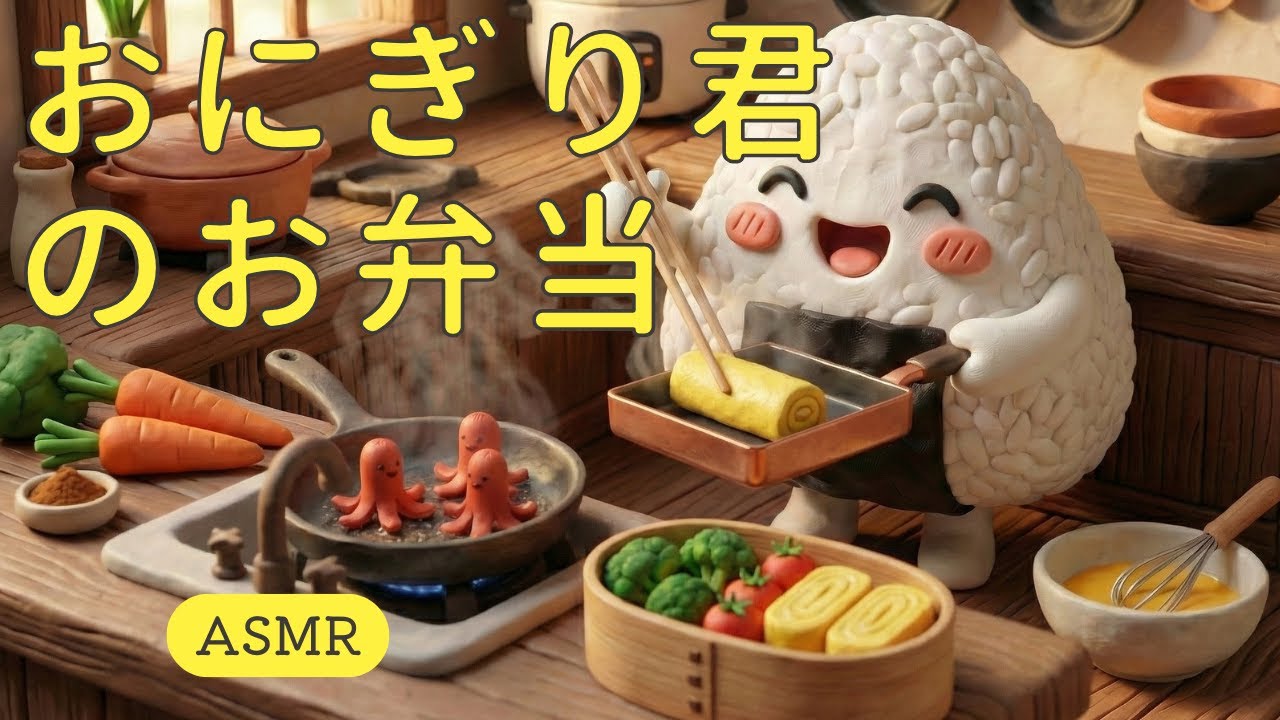 【ASMR】おにぎり君の小さなお弁当屋さん🍙🍳 ジブリ風の温かい台所で… Stop Motion Cooking
