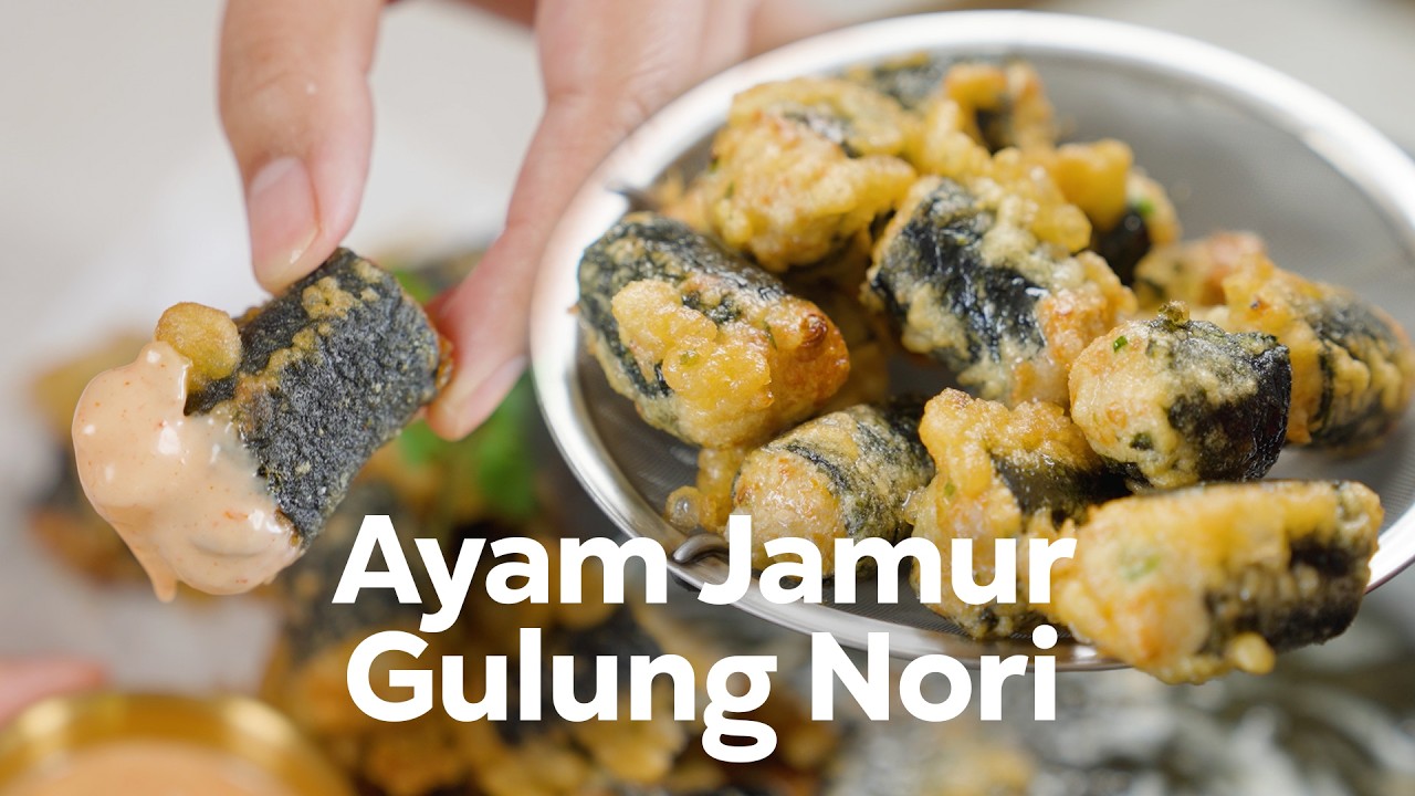 BUAT CEMILAN ! RESEP AYAM JAMUR GULUNG NORI !