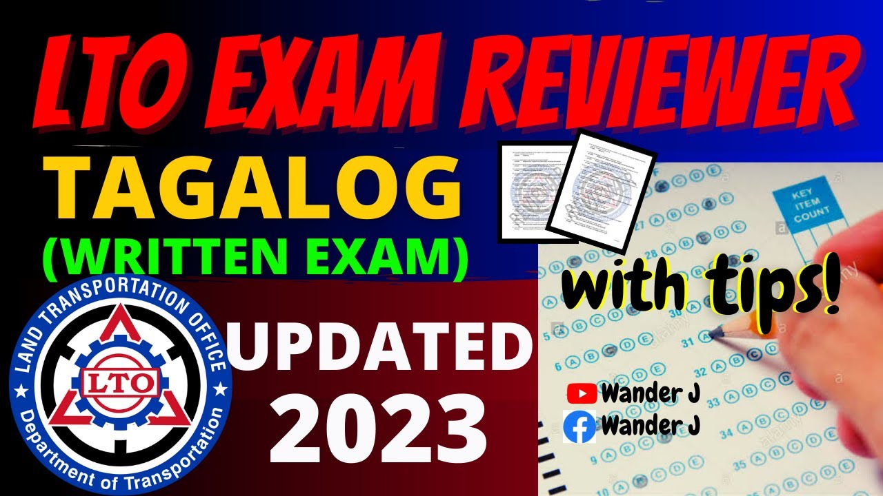 LTO EXAM REVIEWER FOR DRIVER'S LICENSE | TAGALOG with TIPS!  | Wander J