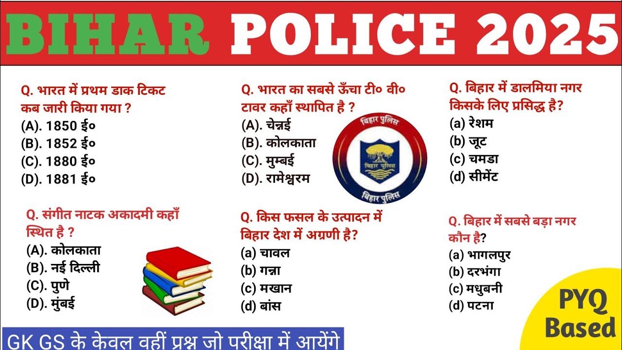 Bihar Police Exam | Bihar police constable 2025 Exam | Top 30 GKGS questions answers |