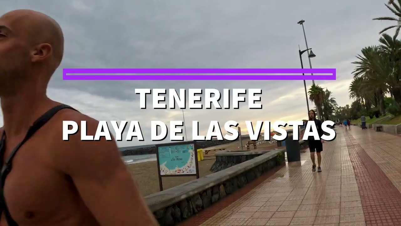 Winter in Tenerife, Spain - Walking Around Playa de Las Vistas (Part 1) with Ambient Sound
