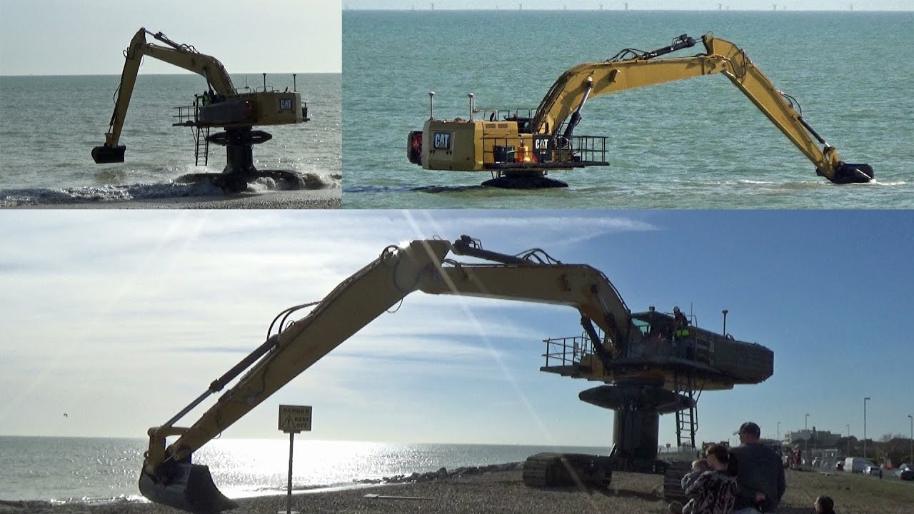 Snijder BV CAT Elevated Excavator #mobydig at The Rampion Wind Farm Construction.