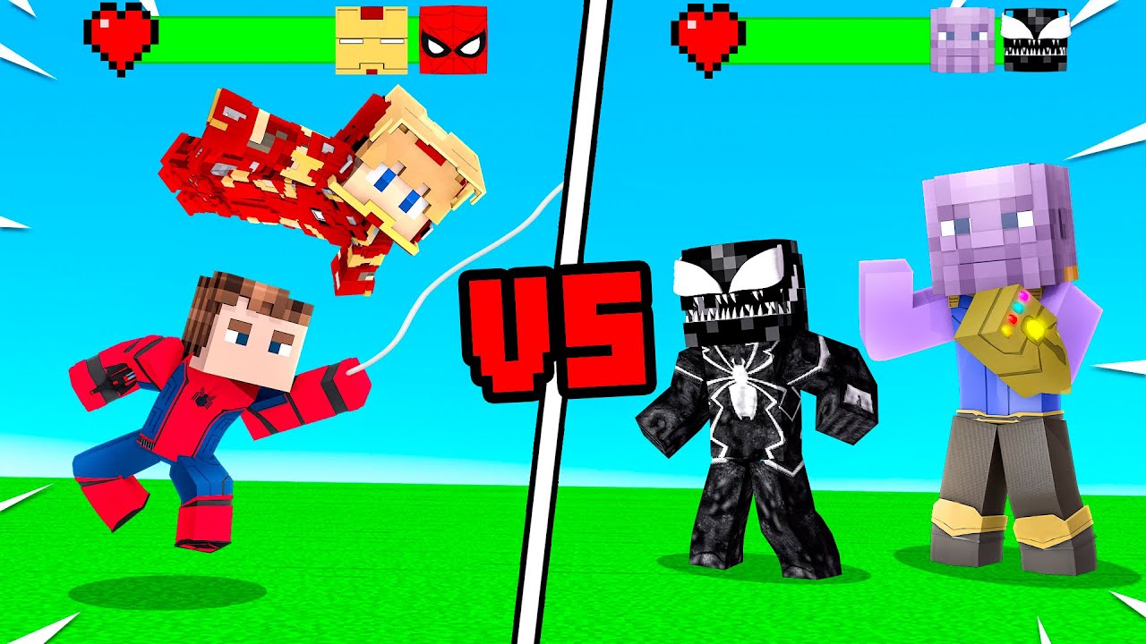 SUPER HÉROIS PROTEGEM A CIDADE CONTRA VILÕES no Minecraft !