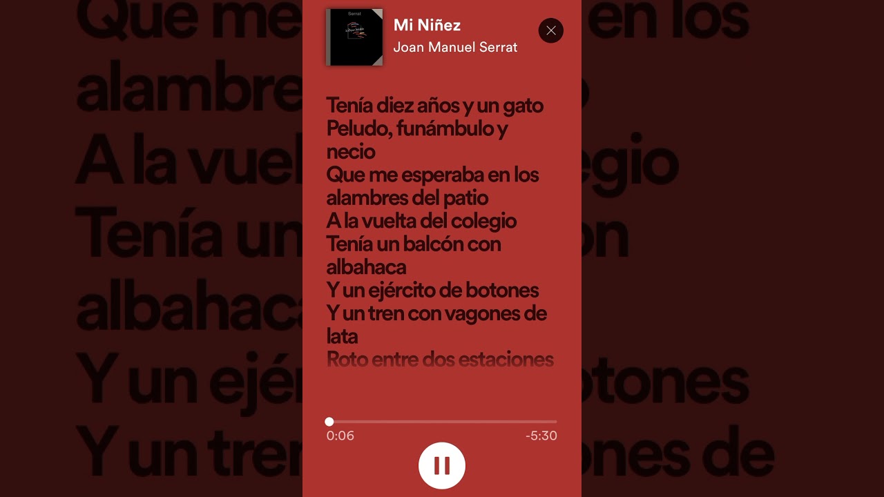 Mi ni&ntilde;ez. Joan Manuel Serrat. Letra