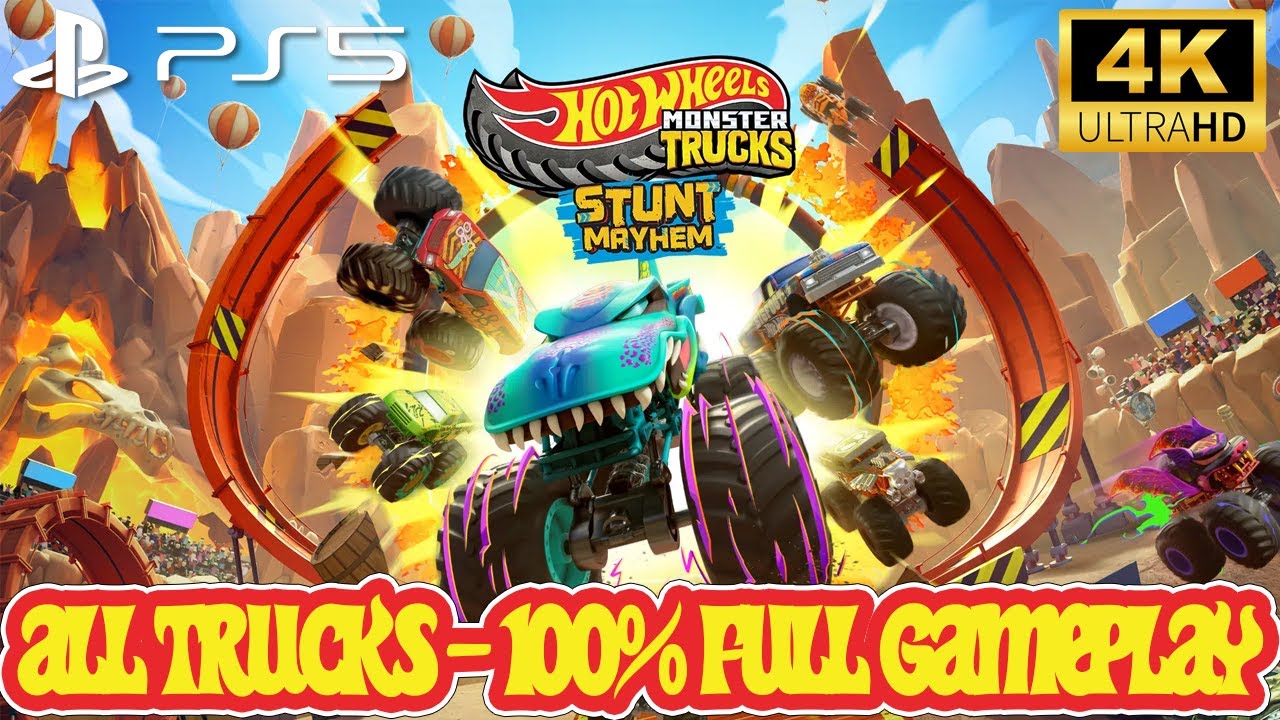 Hot Wheels Monster Trucks: Stunt Mayhem - ALL TRUCKS 100% PS5 4K Gameplay