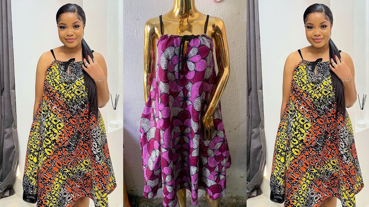 How to cut  and sew simple A line dress with drawstring