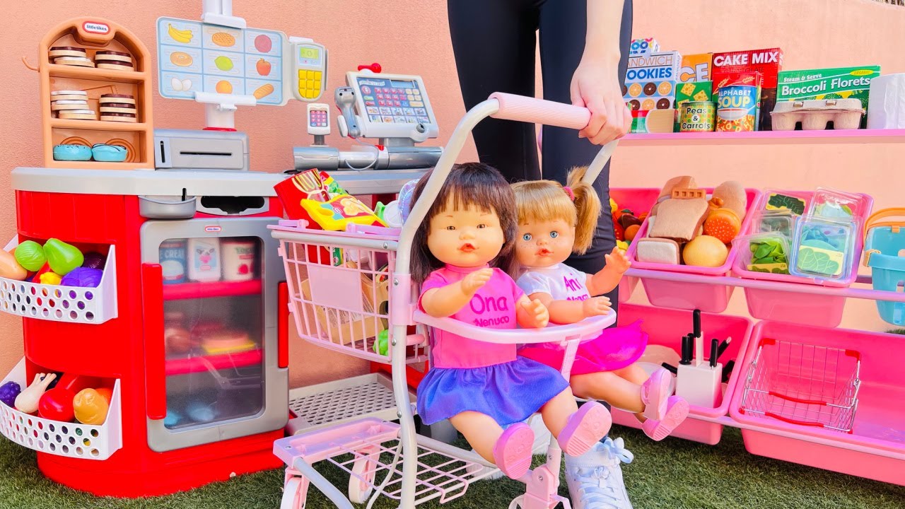 ANI y ONA la l&iacute;an con su NUEVO CARRITO en el SUPERMERCADO Mu&ntilde;ecas y Juguetes