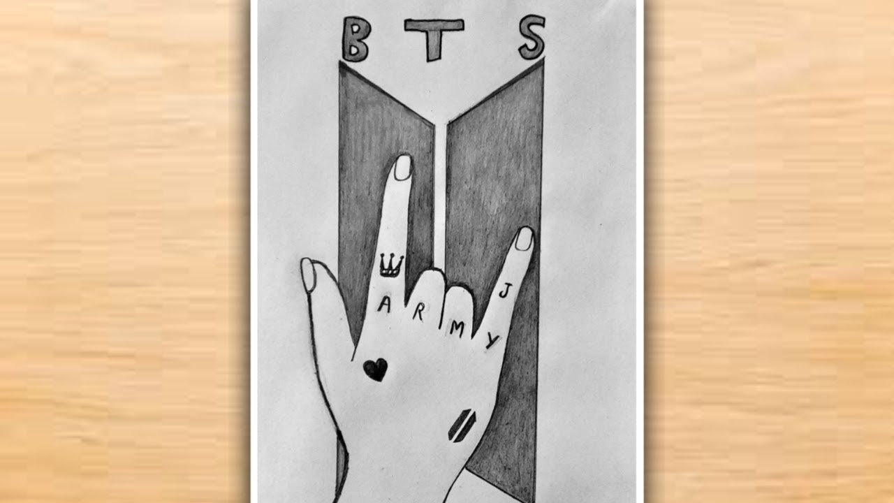 BTS Army Bomb Drawing With Pencil Sketch |  BTS Hand Drawing Video | BTS 그리기 | BTS Pencil Drawing