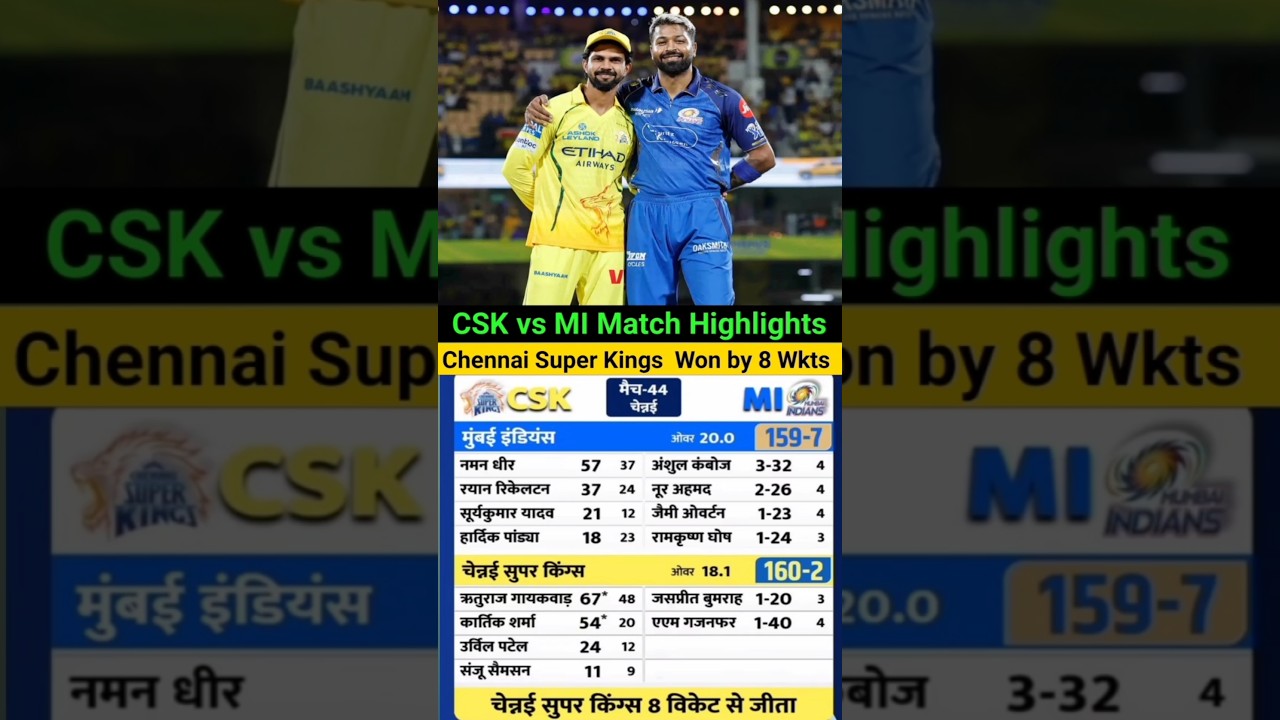 CSK vs MI IPL Match Highlights 2026 | Cal ka match Kaun jita,CSK vs MI Highlights 2026 Today Match