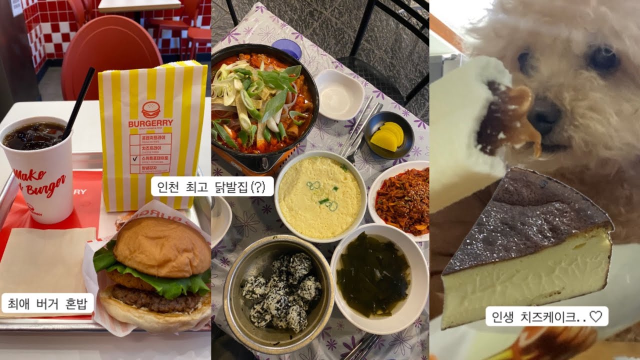 VLOG 나 별로 안 먹었다고 생각했는데... 인천 최고 유명 닭발 맛집 치즈케이크 인생 맛집 수제버거 맛집 버거리 불닭 등등..