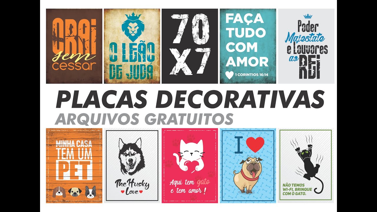 Placas Decorativas - 100 Arquivos Gratuitos para Baixar