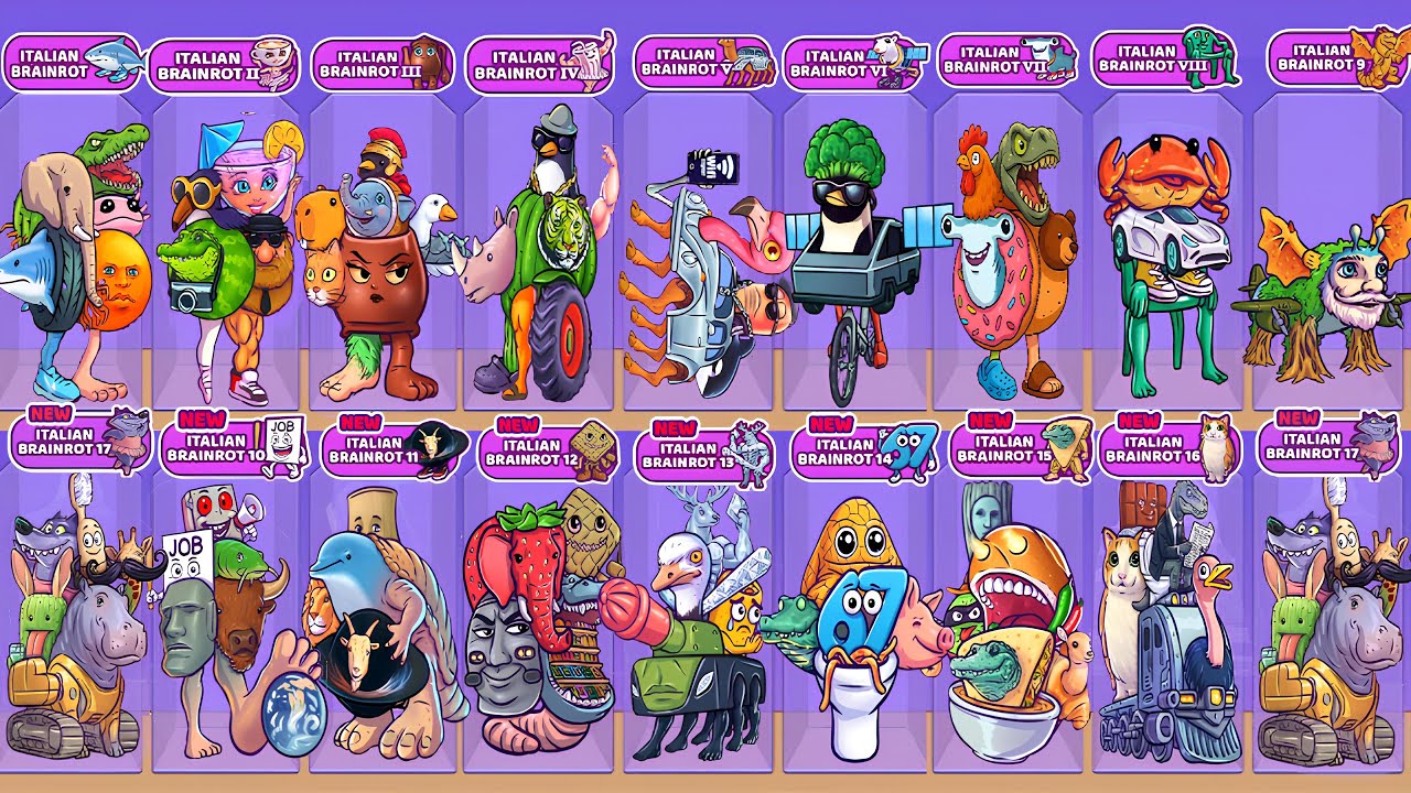ALL 17 Brainrot MODES 😱 From 1 to NEW BRAINROT 17 | 1 Boss Each | Merge Fellas Showcase