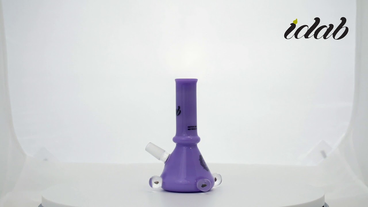 Medium Pale Purple Worked Tube Rig with Opals 14mm Male Joint by iDab Glass