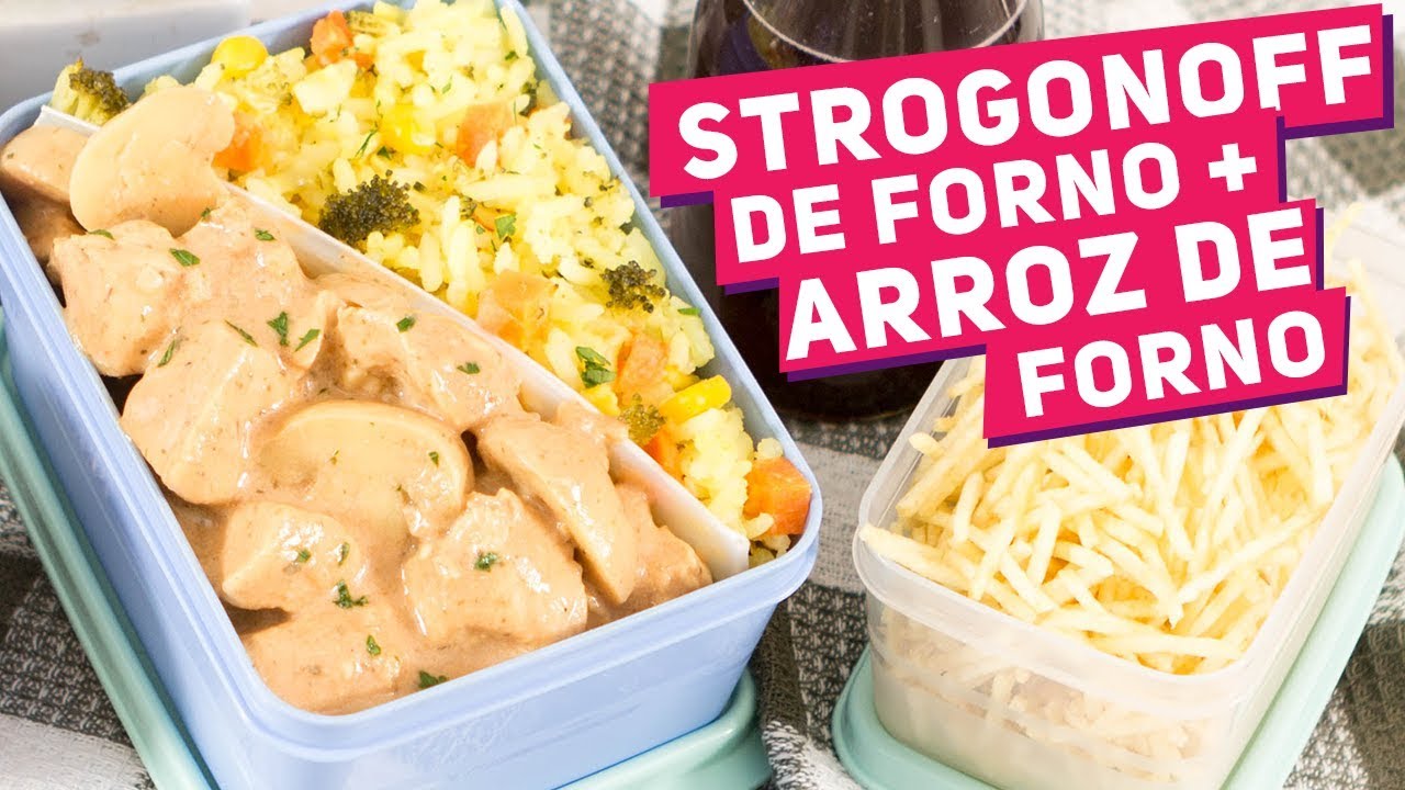 MARMITA COMPLETA: Strogonoff de Forno + Arroz de Forno (Como fazer) - Receitas de Minuto #371