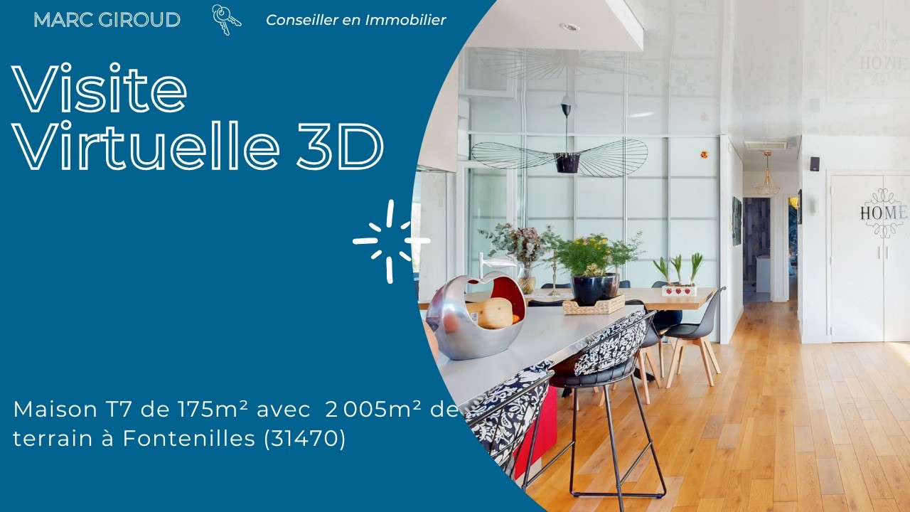 Visite Virtuelle 3D -  Maison T7 de 175m²  de terrain à Fontenilles 31470 - Marc Giroud IMMOBILIER