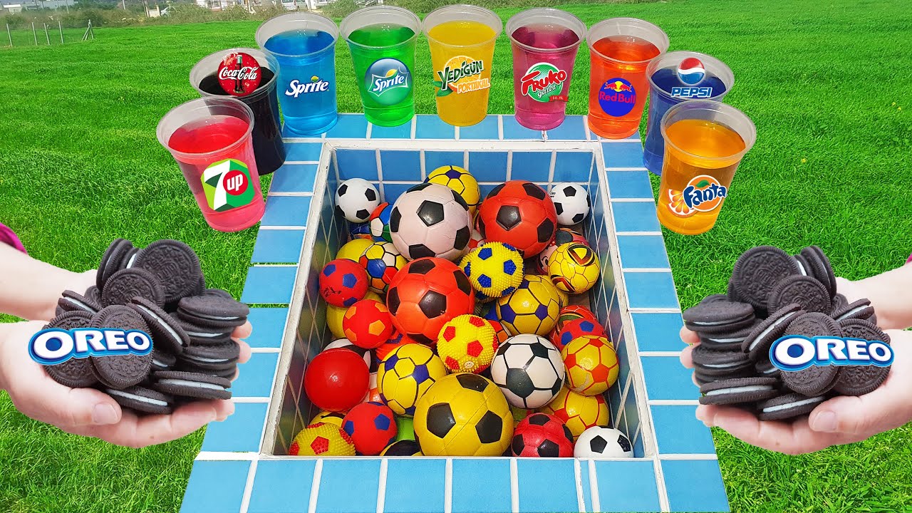 Experiment: Oreo VS Coca Cola of Fanta, Sugars, Sprite, 7up, Pepsi Pepsi And Mentos in the pool