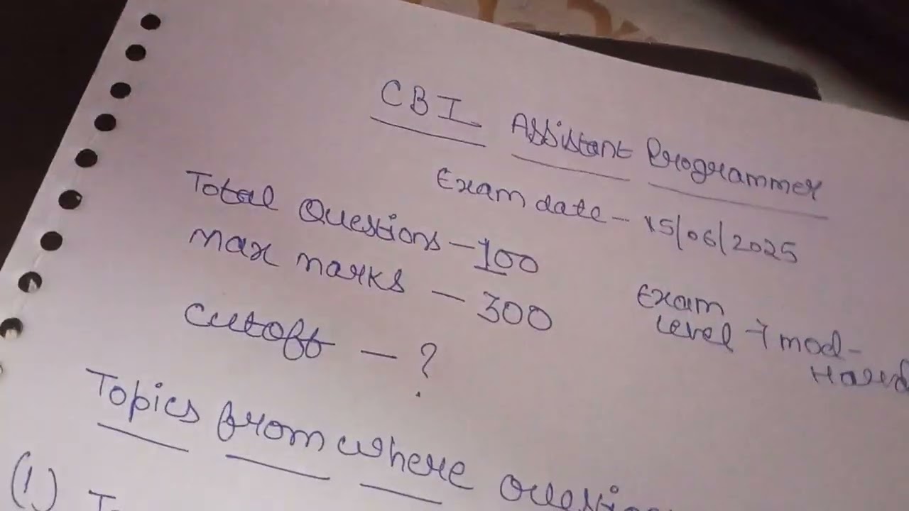 CBI ASSISTANT PROGRAMMER EXAM REVIEW