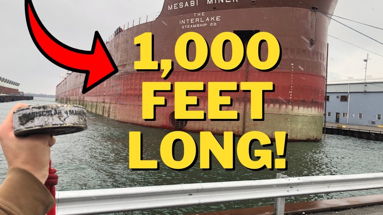 Magnet Fishing Next To A 1,000 Foot Ship!