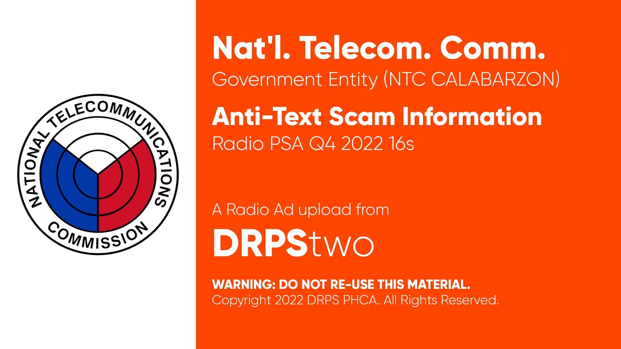 National Telecommunications Commission CALABARZON Anti-Text Scam Information Radio PSA Q4 2022 16s